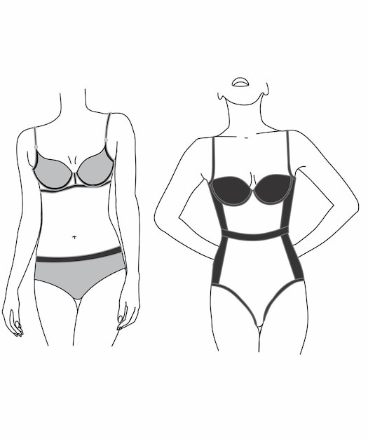 Woman Body Line Drawing, Minimal Female Figure, Woman silhouette, Woman in lingerie