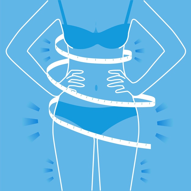 Vettore body donna con bikini per la misurazione della salute