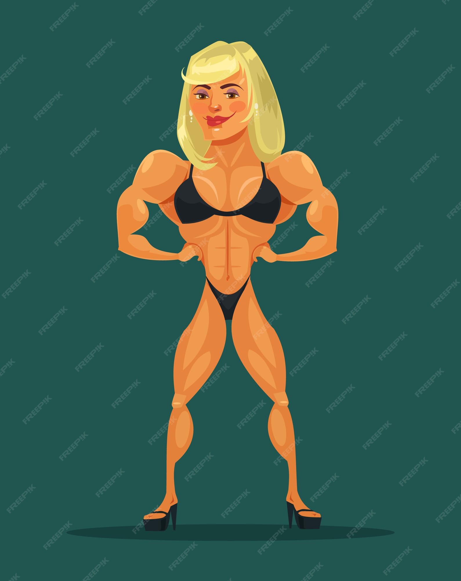 Premium Vector | Woman bodybuilder. vector flat cartoon illustration Premium Vector | Woman bodybuilder. vector flat cartoon illustration