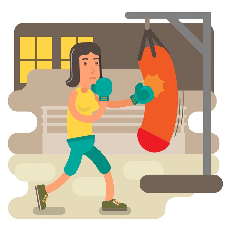 Vector woman boxing