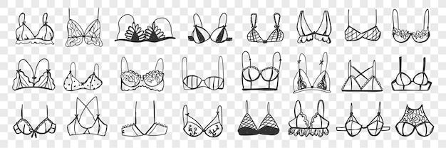 Woman bra doodle set.