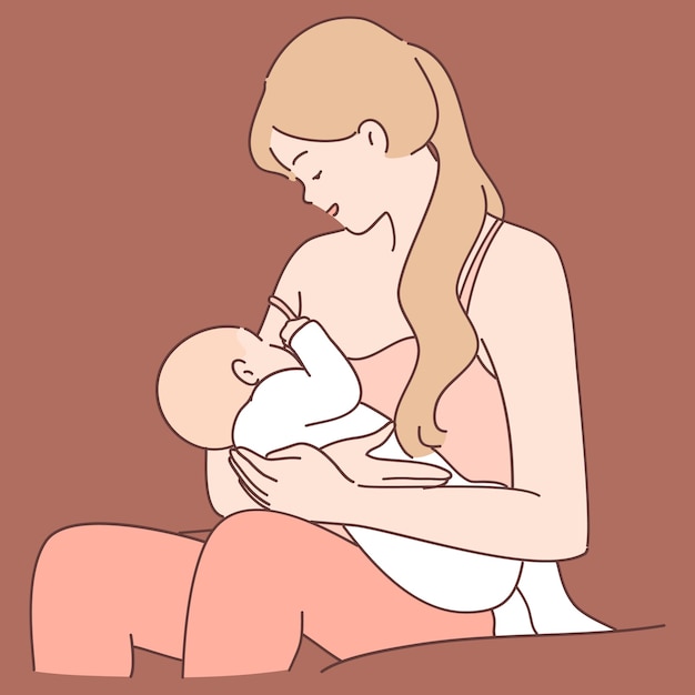 Woman Breastfeeding a baby vector file World Breastfeeding week Woman with a baby Mothercare