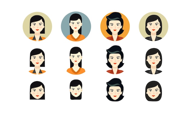 Woman business avatar account corporate set bundle