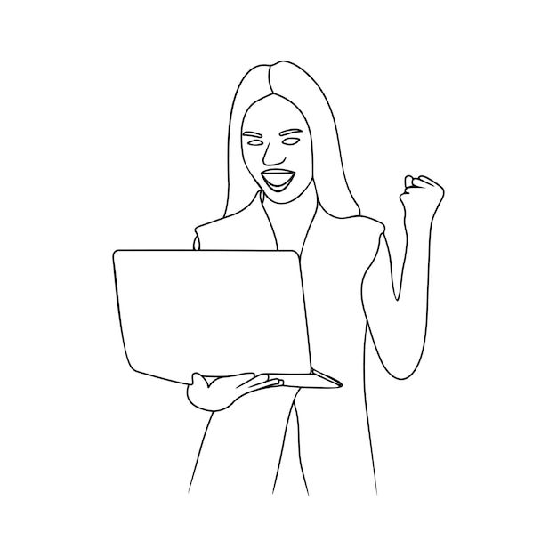 woman business line art