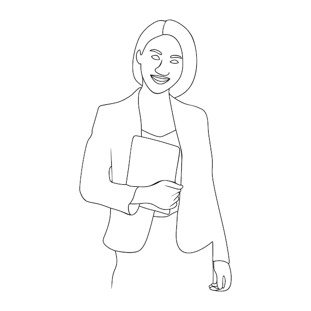 woman business line art