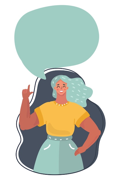 Vector woman in business suit with speech bubble