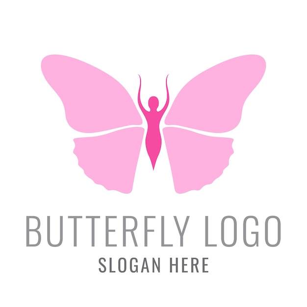 Woman Butterfly Logo Premium Vector