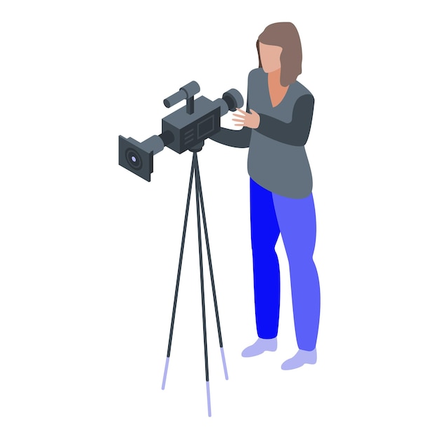 woman cameraman icon isometric of woman cameraman vector icon for web design isolated on white background
