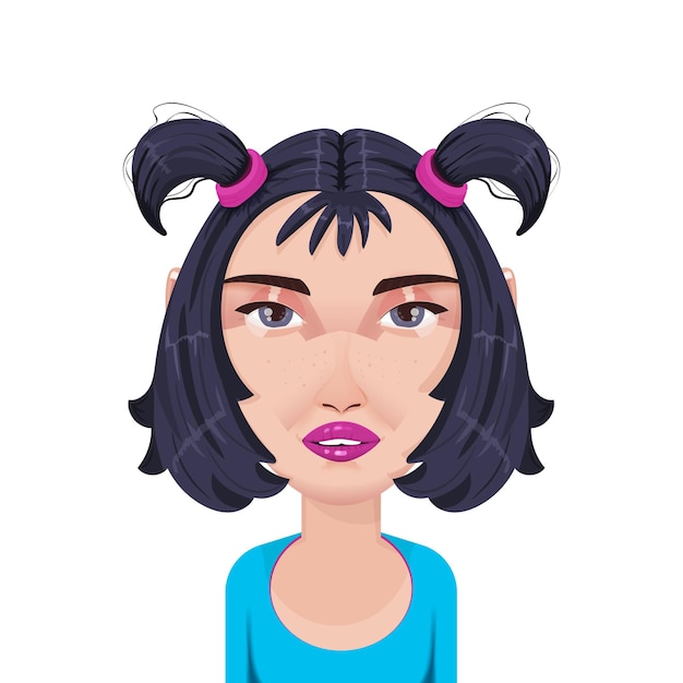 Woman cartoon character avatar, flat style portrait