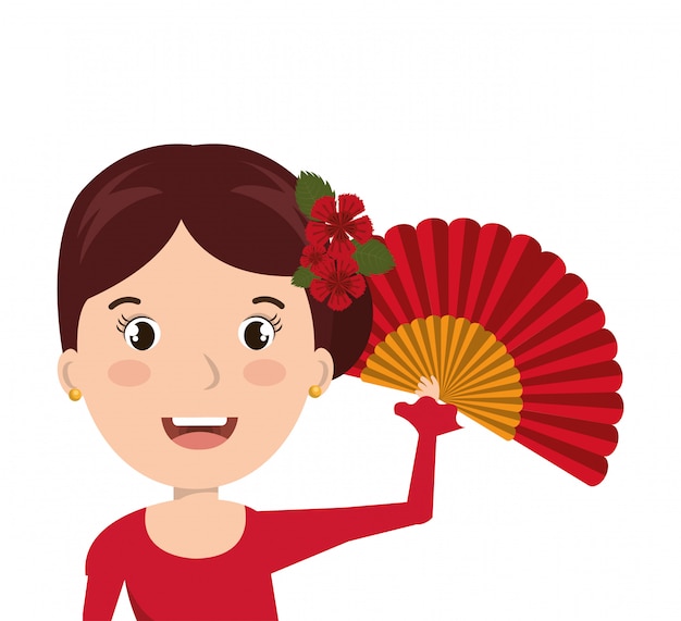 Vector woman cartoon dancer flamenco design