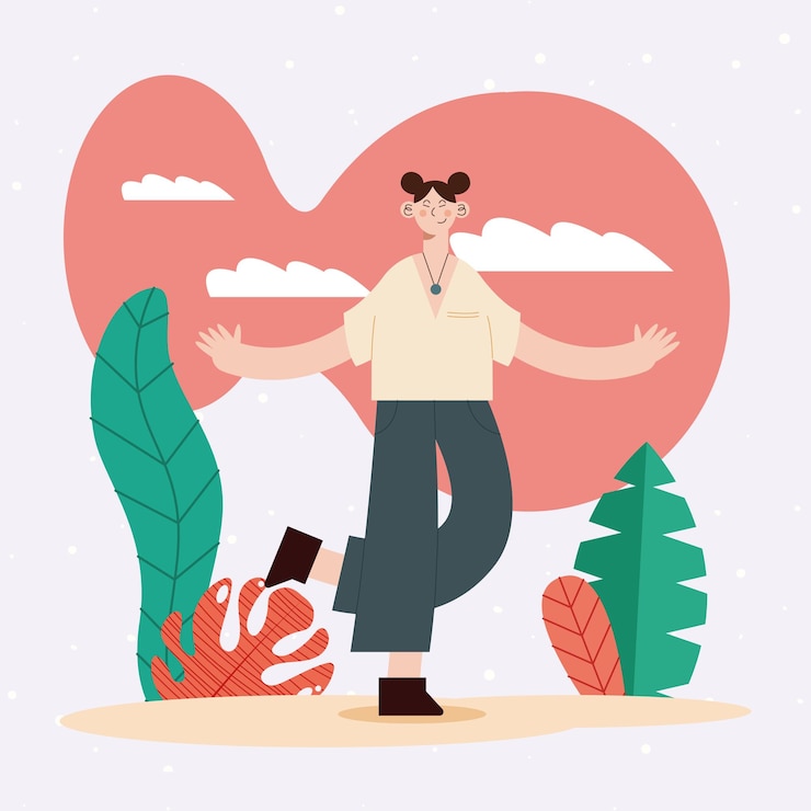 Vector 여자 만화 디자인