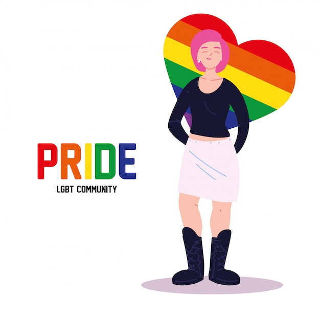 Lgbti 심장 벡터 디자인 여자 만화