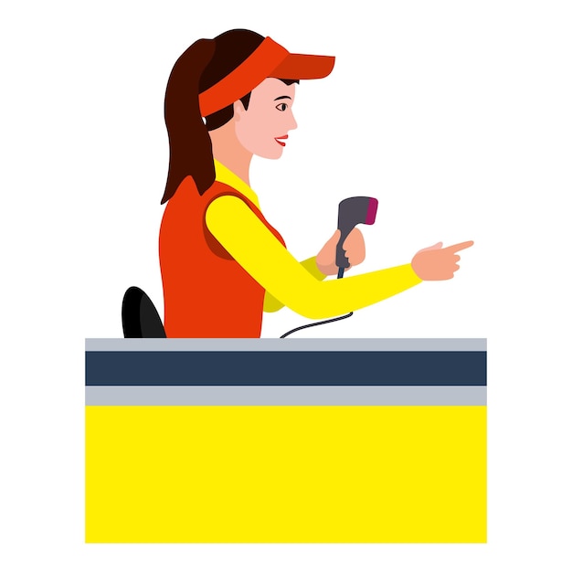 Икона женщины-кассира Плоская иллюстрация женской кассир векторной иконы для веб-дизайна