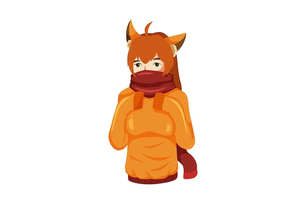 Woman in Cat Costume Character Illustration