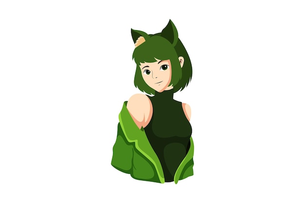 Vector woman in cat costume character illustration