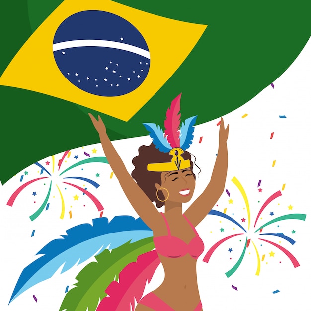 Woman celebrating brazil carnival vector illustration