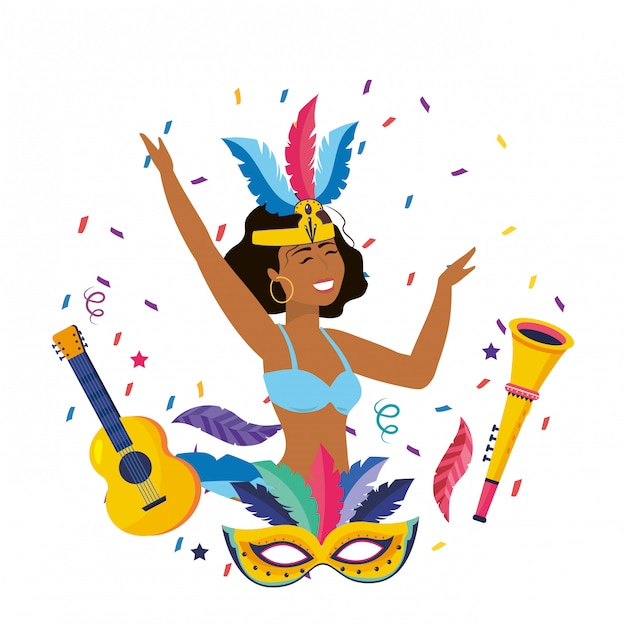 Woman celebrating brazil carnival vector illustration