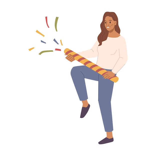 Woman celebrating holiday with confetti