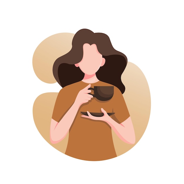 Vector woman character enjoying coffee