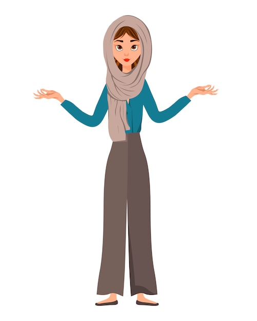 Vector woman character on holidays with a scarf and a bag on white background
