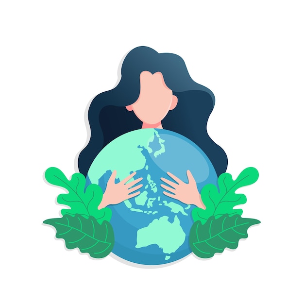 Woman character saving the earth