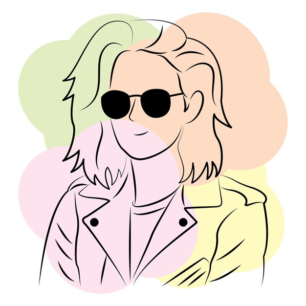 Vector woman character wearing sunglasses in minimal cartoon style