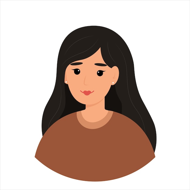 Vector woman character with dark hair