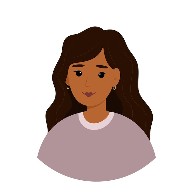 Vector woman character with dark hair