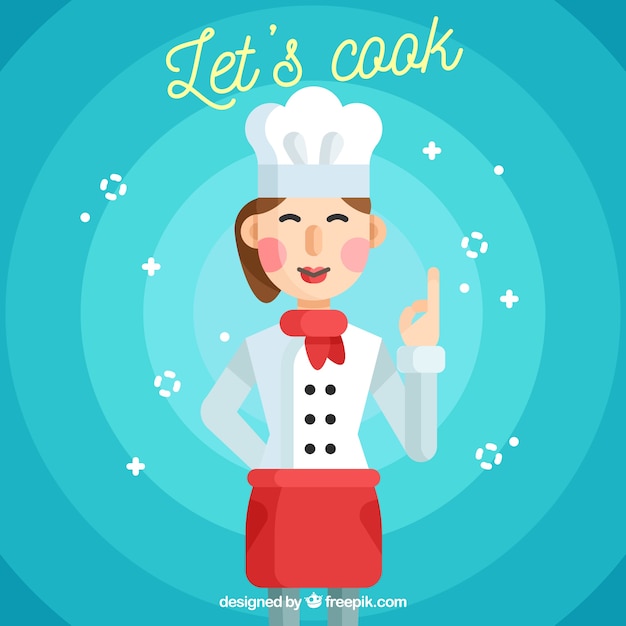 Woman chef with flat design