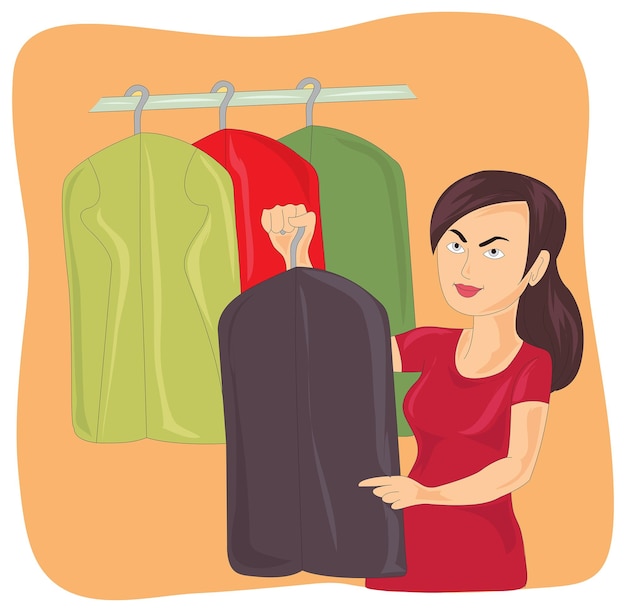 Woman choosing clothes from the wardrobe