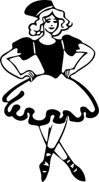 Vettore clogger donna che balla in bianco e nero