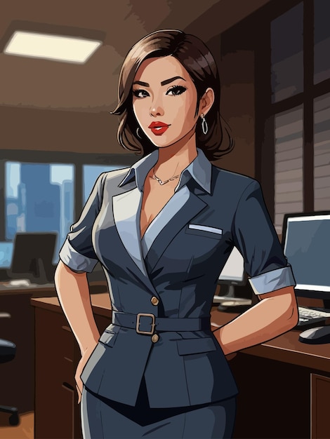 Woman clothes business office cartoon illustration