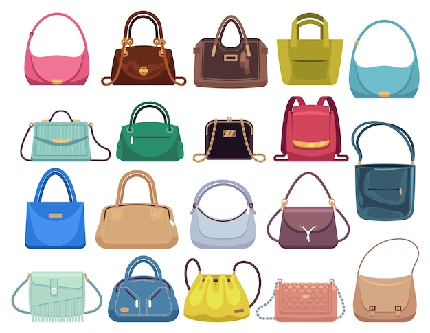 Premium Vector | Woman colorful luxury modern hand bag with handle