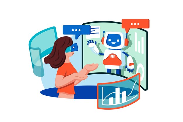 Donna che comunica con un chatbot virtuale