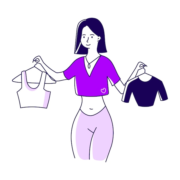 Woman comparing clothes