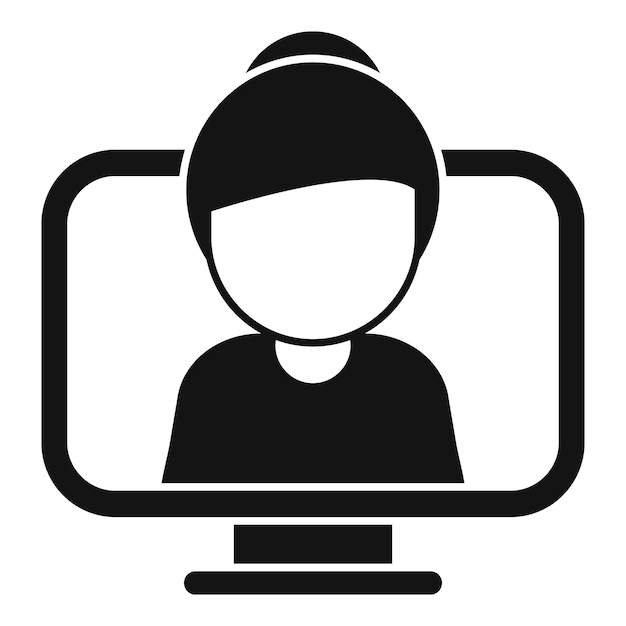 自宅のオフィスからリモートで作業するコンピューター画面の女性