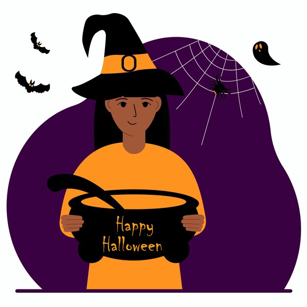 A woman in a costume for the celebration of halloween Poster for Happy Halloween celebration