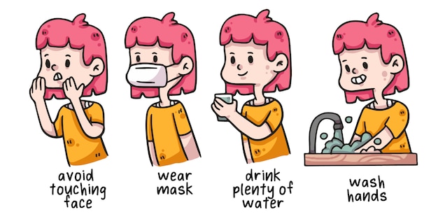woman covid-19 proper hygiene illustration