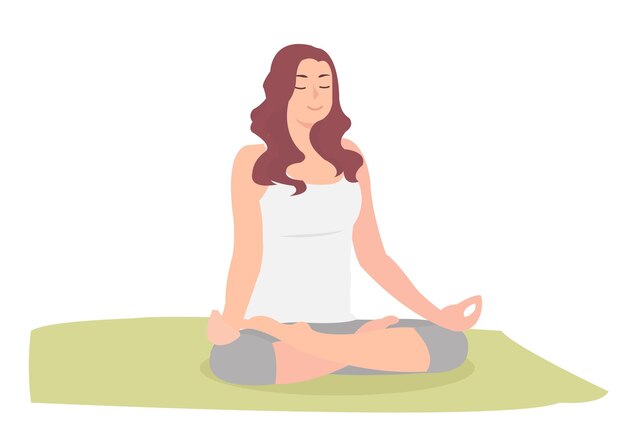 woman in crossed legs Yoga position