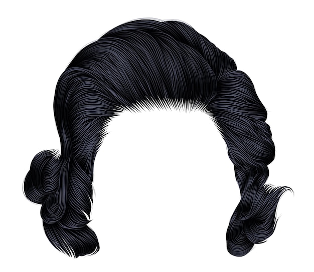 Vector woman curly hairs black color .