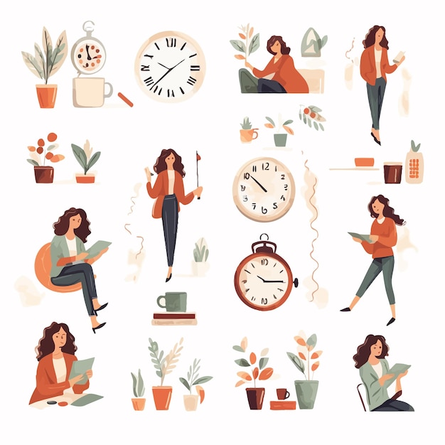 Vector woman_daily_schedulefemale_activities_every_day