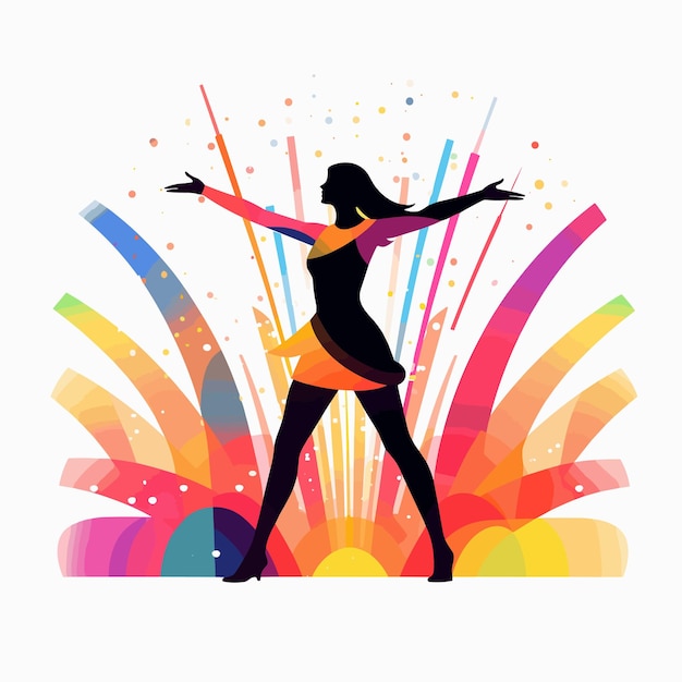 Woman dancing amidst vibrant and colorful club lights Vector illustration