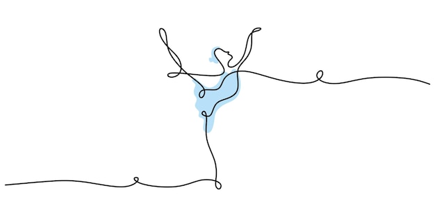 여자 춤 한 줄 그리기 미니멀한 우아한 디자인