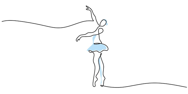 Woman dancing one line drawing minimalist elegant design