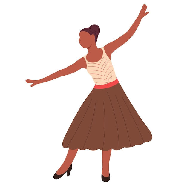 Woman dancing on white background isolated