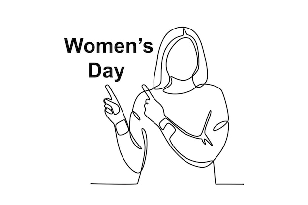 A Woman Designates Womens Day Womens day oneline drawing