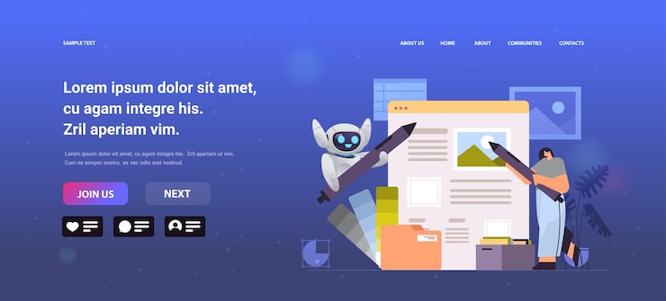 Vector woman developer with robot helper creating website ui interface web application development program software optimization ai technology concept copy space horizontal full length vector illustration