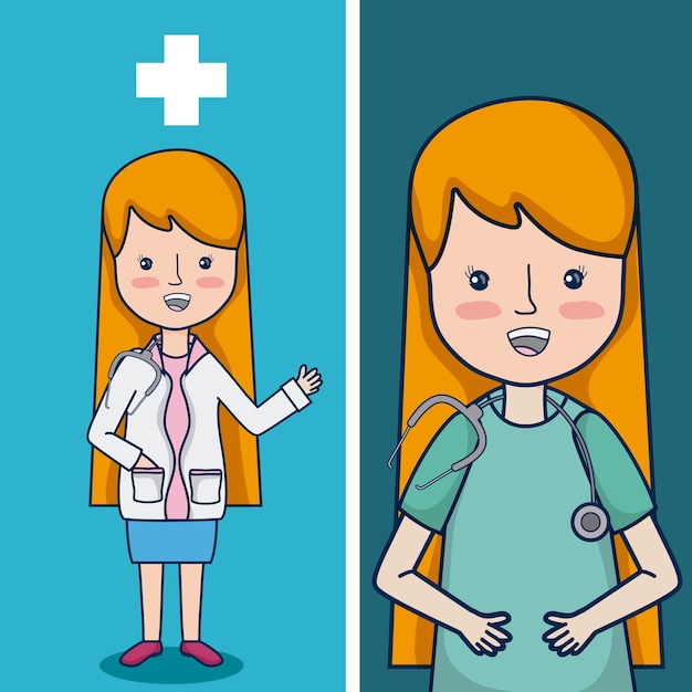 Woman doctor cute cartoon