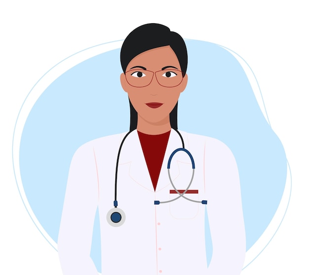 Vector woman doctor health sare soncept physician in white medical coat doctors day world health day