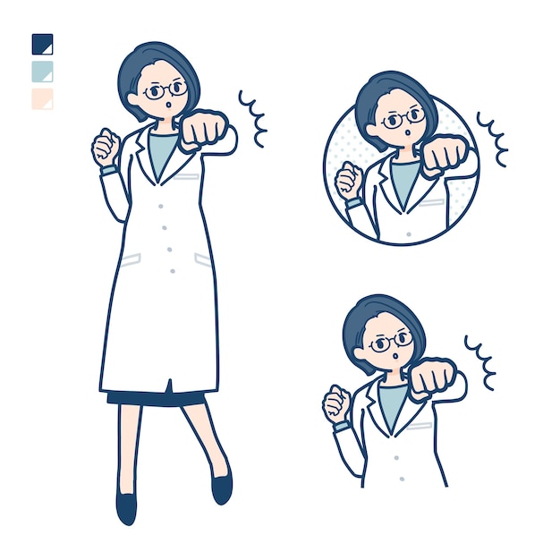 A woman doctor in a lab coat with Punch in front images